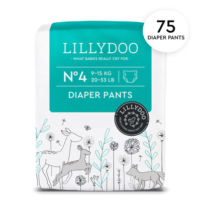 Diaper Pants Toddlers - Size 4 (20-32 lbs), Half-Monthly Supply (75 Count), Skin-Friendly, Ultrasoft, Chlorine-Free, Snug Fit & Absorbent Pull On Diapers