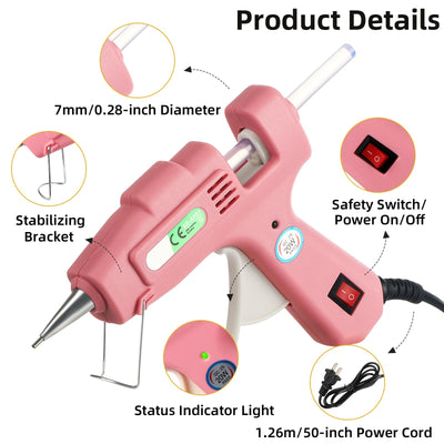 8 Pack Hot Glue Gun Kit with 100 Glue Sticks, 100mm x 7mm, Fast Preheating Hot Melt, Mini Safe High Temp Glue Guns for Kids Crafts, School DIY Projects Quick Home Repairs, Offices (20W)