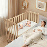 Flwrgirl Baby Bassinets Bedside Sleeper - Portable Pine Wood Bedside Bassinet,6 Heights Small Mini Crib with Mattress,Space-Saving Design Baby Crib for Newborns 0-12 Months,Unpainted