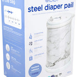 Ubbi Steel Diaper Pail, Odor Locking, No Special Bag Required, Award-Winning, Registry Must-Have, Marble