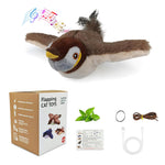 blueypet Interactive Chirping Bird Cat Toys with Flapping Wings,New Flying Birds Cats Toy, Flying Simulation Electric Sparrow Shaking Hunting Pet Toy for Indoor (Brown)