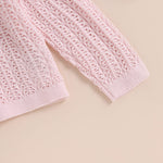 Newborn Baby Girls Knit Cardigans Long Sleeve Crewneck Hollow Knit Thin Sweater Toddler Button Tops Coat Outwear (Pink, 3-6 Months)