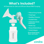 Cimilre M1 Manual Breast Pump Kit – Portable, Quiet Breastfeeding Pump with Ergonomic Handle, Closed System & Wide‑Neck Bottle for Travel, Backup & On‑The‑Go Moms