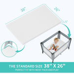 SJEUQOP Pack and Play Mattress 38"x26"x1.5", Waterproof Pack n Play Mattresses High Density Foam Crib Mattress with Breathable Soft Removable Washable Cover for Baby Toddler