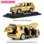 WAKAKAC Toy Car Compatible for 1：32 Land Cruiser Model Car, Pull Back Diecast Collectible Car with Sounds＆Lights for Kids Boys Girls and Adults, Gift Golden