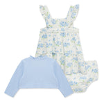 Little Me Clothes for Baby Girls' Hydrangea Knit Dress Set with Panty, Marshmallow/Chambray Blue, 12 Months