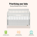Dream On Me Ashton 4-In-1 Convertible Crib In Grey, Greenguard Gold, JPMA Certified, Non-Toxic Finishes, Features 4 Mattress Height Settings, Made Of Solid Pinewood