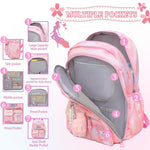 Lovely Girls Backpack School Bag for Students Kids Book Bag with Multiple Pockets Splash-proof Children's Backpack（17inch Pink）