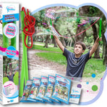 WOWmazing Giant Bubble Wands Kit: (4-Piece Set) | Incl. Wand, Big Bubble Concentrate and Tips & Trick Booklet | Outdoor Toy for Kids, Boys, Girls | Bubbles Made in The USA