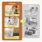 Onasti Foldable Step Stool for Bathroom Sink, Adjustable 3 Step Stool for Kids Toilet Potty Training Stool with Handles, Child Kitchen Counter Stool Helper, Plastic Ladder for Toddlers Grey