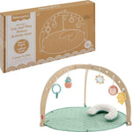 Fisher-Price Wood Baby Playmat Lay & Play Deluxe Activity Gym with Wooden Frame & Tummy Time Sensory Toys for Newborns 0+ Months