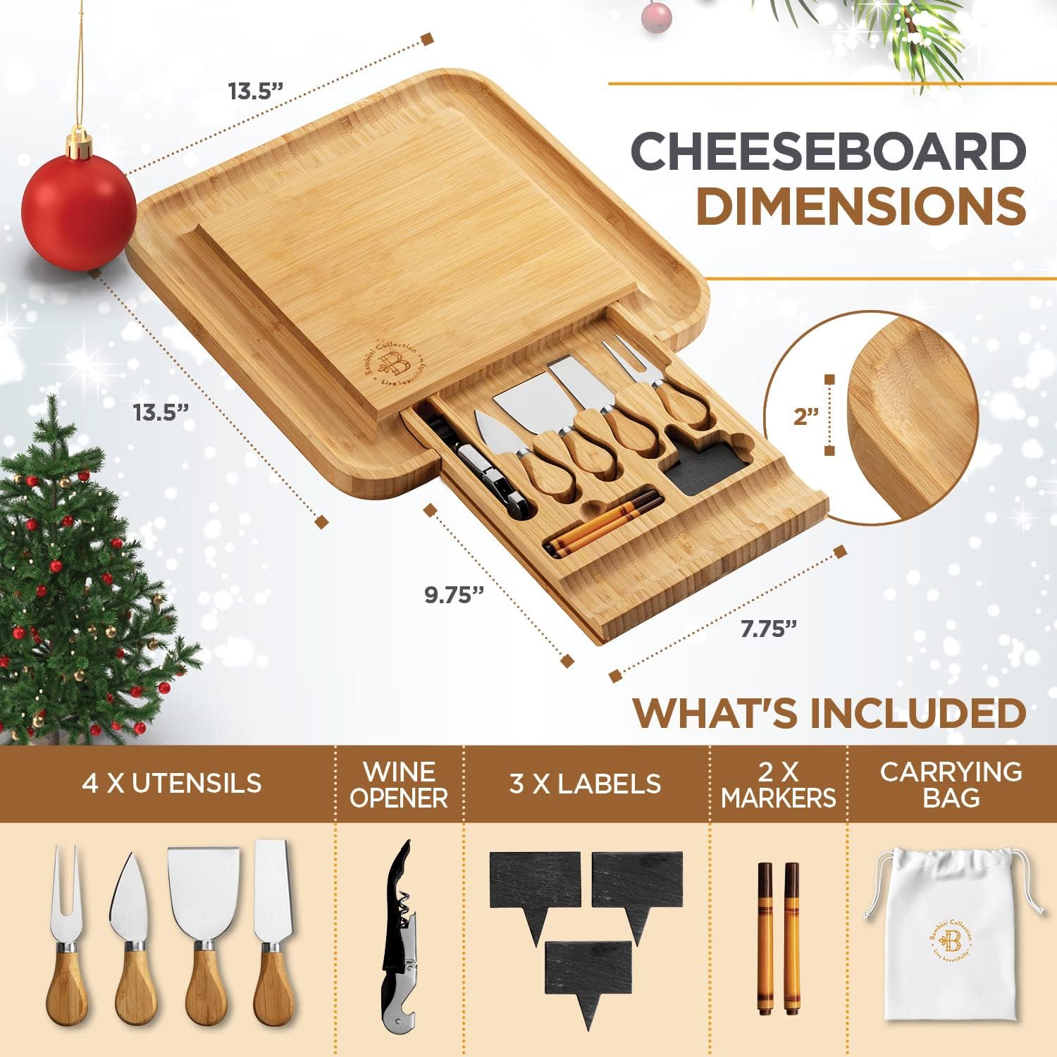 Charcuterie Board - Bamboo Cheese Board and Charcuterie Gift Set - Wedding Gifts for Couples 2024, Housewarming Gifts New Home, Birthday for Women Who Have Everything, Kitchen Gadgets