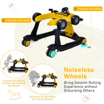 BABY JOY 4-in-1 Baby Walker, Foldable Activity Walker with Adjustable Height & Speed, Music, Lights, Anti-Rollover, Toddler Push Walker, Baby Walker with Wheels for Boys Girls 6-18 Months (Yellow)