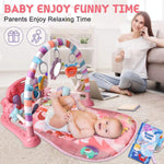 VZO Baby Gyms Play Mats, Infant Play Mat and Activity Gym, Baby Play Piano Gym Mat, Play Mats for Babies Newborns and Toddlers, Tummy Time Activity Mat Toys 0-3-6-12 Months (Pink)