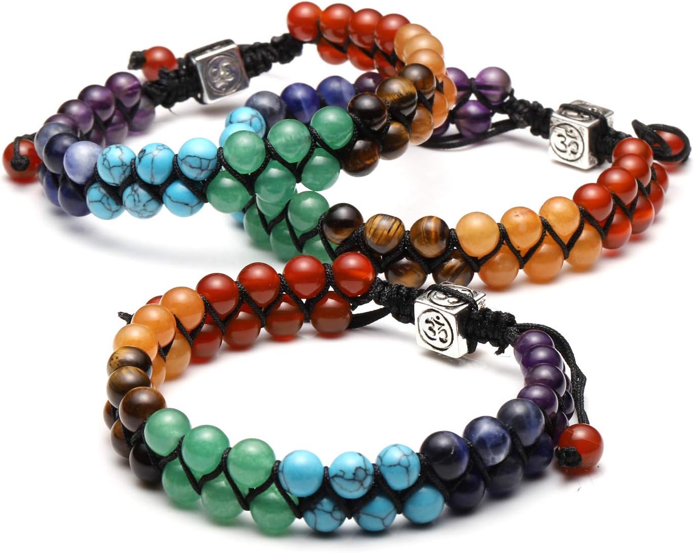 Top Plaza Bead Chakra Bracelet 7 Chakras Healing Crystals Bracelet Yoga Stone Beads Bracelets Meditation Relax Anxiety Bangle for Womens Mens