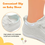 JIASUQI Infant First Walkers Shoes for Baby Sneaker Barefoot Shoes for Toddler Boys Girls White 12-18 Months