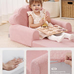 Blissful Diary Kids Couch, 2-in-1 Soft Toddler Couch Fold Out, Toddler Chair Comfy, Convertible Sofa to Lounger, Kids Furniture for Playroom, Gift for Birthday, Children's Day, Pink Shell