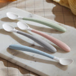 BabyBjörn Feeding Spoon, 2-Pack, Powder Pink Includes Baby Plate, Baby Fork, Baby Spoon, and Baby Cup Dishwasher Safe Toddler Feeding Set for self-Feeding or Baby-led Weaning