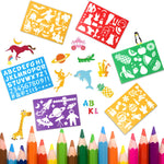 HADDIY Kids Drawing Stencils Set, 20 Pcs Plastic Stencil Kit 300+ Patterns Drawing Templates for Girls & Boys Gift and Card Making