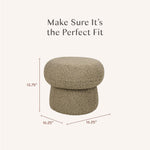 Babyletto Kids Mini Mushroom Pouf - Ottoman Foot Rest - Poofy Plush, Round Footrest Stool for Couch - GREENGUARD Certified Soft & Stuffed, Comfy Small Pouf Ottoman for Living Room/Nursery Floor, Latte