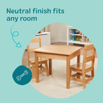 Melissa & Doug Solid Wood Kids Table and Chairs (2), Premium Quality Wooden Toddler Table and Chair Set for Kids Playroom Furniture & Montessori Classroom Furniture for Boys & Girls Ages 3+