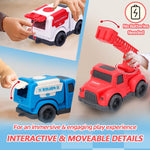 Toddler Toy Cars for 1 2 3 Year Old Boy, 3 in 1 Police Car Firetruck Toys and Ambulance for Toddlers, BPA Free, Phthalates Free, PVC, Outdoor Toys for Toddlers 2-4, Easter Birthday Gifts for Kids