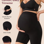 Momcozy Maternity Shapewear for Under Dresses, Anti-Chafing Mid-Thigh Pregnancy Underwear, Belly Support, Cotton Gusset Black