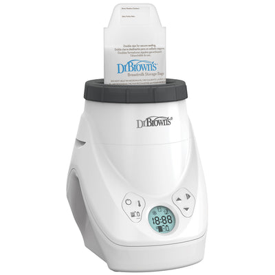 Dr. Brown's baby bottle warmer with packaging on a white background