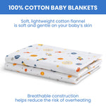 Delta Children 100% Cotton Flannel Baby Receiving Blankets for Girls and Boys – 30x30 Inches (Pack of 2), Space Exploration