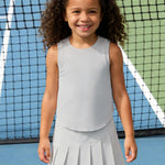 PATPAT Girls 2 Piece Tennis Skirt Set Size 10-11, Grey Tank Tops and Grey Pleated Skort with Built In Shorts 2 Piece Outfits Girls Clothes Summer Outfits Athletic Sets Activewear