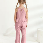 Toddler Clothes 2t 3t Girl Summer Clothes Kids Cute Pink Halter Crop Tops High Waist Pants Toddler Girl Summer Outfits Children Matching Clothing Set