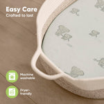 2-Pack Organic Bassinet Sheets for Girls, Boys - 100% Cotton Bassinet Mattress Sheets Compatible with Halo Bassinest Swivel Sleeper, Graco, Baby Delight, Chicco, Unisex Fitted Bassinet Sheets (Herb)