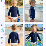 babygoal Baby Navy Blue Long Sleeve Rash Guard Shirt with UPF 50+ Sun Protection for Baby Toddler Boy & Girl Beach Pool Swimming SY14-18-24M-B
