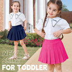 Dalukit 2 Pack Toddler Baby Girls Pleated Skirt Baby Girls Uniform Skirt Built in Shorts Tennis Casual Skorts for Little Kid