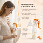 Hygeia Manual Breast Pump | One-Hand Use | Lightweight & Portable | BPA-Free | Comfortable, Quiet Suction | Includes 24mm & 28mm Flanges