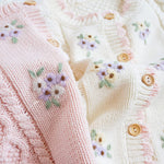 Baby Girls Cable Knit Cardigan Sweater Crewneck Embroider Cardigan Button Warm Jacket Coat for Toddler Pink