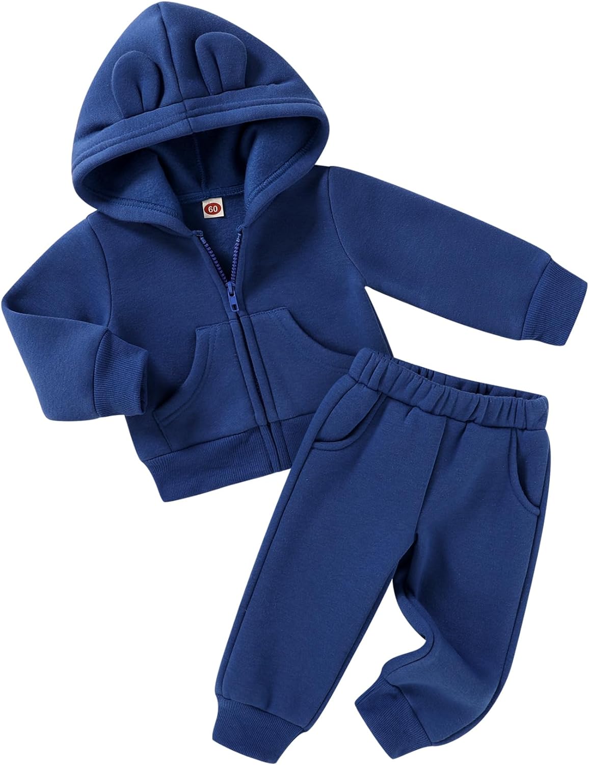 Happy Town Baby Clothes for Girls Boys Clothes Solid Color Zipper Hoodie and Pants Set Infant Fall Winter Outfits