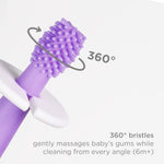 Ubbi Grow with Me Toothbrush Training Set for Babies and Toddlers, Includes Silicone Finger Brush, 360° and Soft Bristled Toothbrush, Smoothie Purple