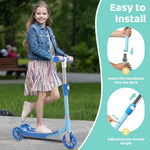 Kick Scooters for Kids 3-5 5-7 Years Age - Stable Handlebars Steer,Anti-Slip Deck,Height Adjustable Three Wheeled LED Lighted Up Toddler Scooter for Boy & Girl, Indoor Outdoor Kid Child Gift,Blue