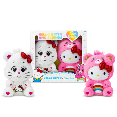 Hello Kitty and Friends plush toys with a box in the background
