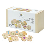 PlanToys® Braille Numbers 1–10 Wooden Montessori Counting and Tactile Learning Toy | Early Math, Sensory Exploration and Inclusive Education Activity | Eco Friendly Educational Number Set