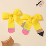 Hair Bows for Girls doboi 2PCS 4.5"Baby Hair Clips Pencil Ribbon Hair Accessories Hair Bow Alligator Clips for Baby Girls Toddlers Kids Teenagers Children Back to School Yellow Bows in Pairs