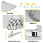 Kids Sun Hat UPF50+ Summer Beach Play Sun Protection Hats with Neck Flap for Ages 5~14 Girls Boys (Light Grey)