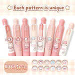 Anxiaoxuan Cute Pink Bunny Mini Gel Pens, Kawaii Rabbit Short Small Pocket Pens, Retractable Click Changeable Images, Tiny Pens Black Ink for Girls, Women, Wallet, Notebook, Set of 8PCS, Bunny