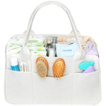 Lifewit Felt Diaper Caddy Organizer with Handle, Portable Baby Nappy Storage Basket Bag with Detachable Divider, for Nursery, Changing Table, Car, Regular, Beige, 13"×9.1"×7.1"