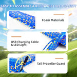 HSRBO Electric Foam Airplane Toy, Throwing Glider Airplane Toys with USB Charging and LED Glowing, Foam Model Plane & Planes Outdoor Flying Toy