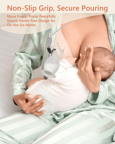 HORIGEN Manual Breast Pump for Breastmilk, 4 Ounce BPA-Free & Food Grade, Portable Leak-Proof Lid & Suction Base Silicone Wearable Hand Pump Collectors for Expressing Milk, Home, Work, Travel