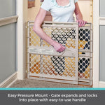 Toddleroo by North States Supergate Ergo Child Gate, Baby Gate for Stairs and Doorways. Includes Wall Cups. Pressure or Hardware Mount. Made in USA. (26" Tall, Sand)