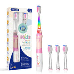 SEAGO Kids Electric Toothbrush, Timer, LED Light, AAA-Powered, 4 Heads