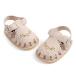hitoddler Baby Girls Sandals Infant Classic Embroided Wedding Dress Summer Shoes Closed Toe Beach Sandals Newborn Crib Shoes First Walkers Prewalkers